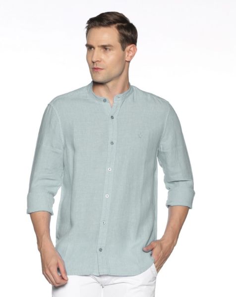 Image de Chemise lin unie col Mao 3 XL CELADON