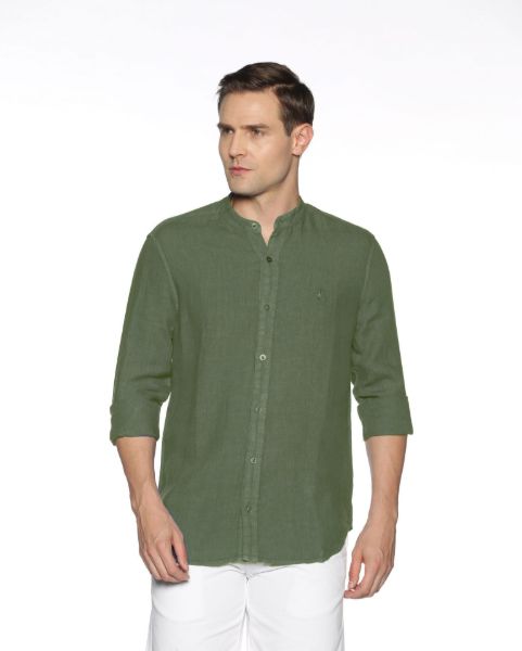 Image de Chemise lin unie col Mao 4 XL KAKI
