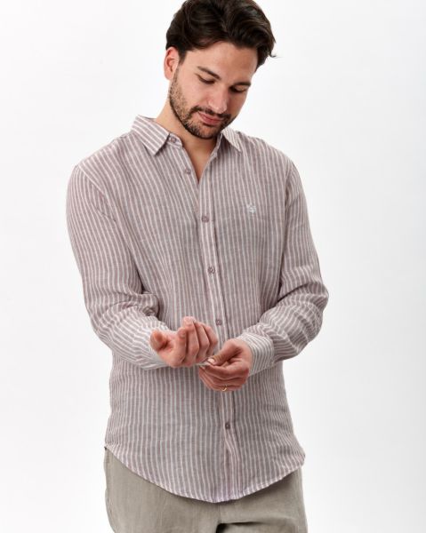 Image de Chemise lin manches longues rayée 4 XL TAUPE