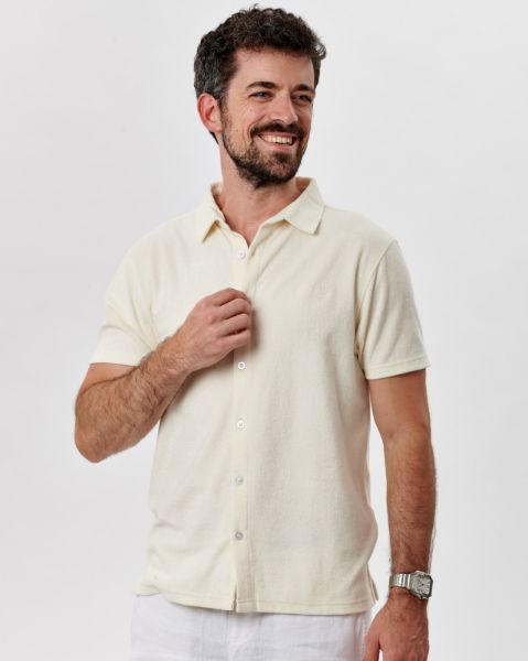 Image de Polo chemise boutonné velours éponge XL CREME