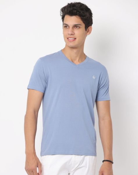 Image de T shirt coton bio-wash col V 2 XL ARDOISE