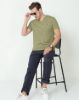 Image de T shirt coton bio-wash col V M KAKI