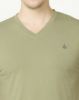 Image de T shirt coton bio-wash col V S KAKI
