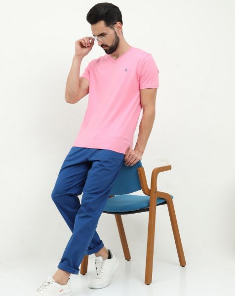Image de T shirt coton bio-wash col V M ROSE