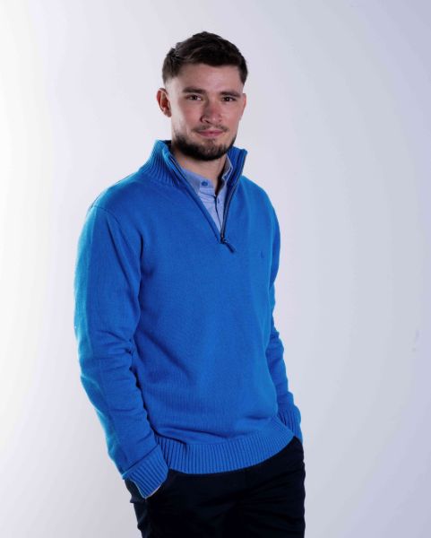 Image de Pull coton demi zip XL COBALT
