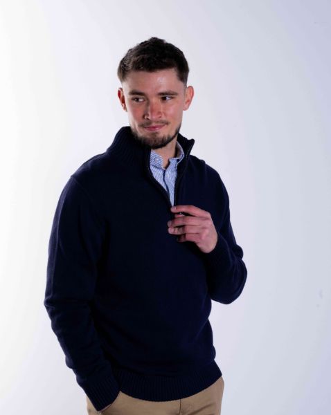 Image de Pull coton demi zip M MARINE