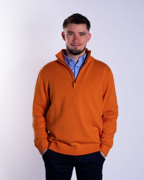 Image de Pull coton demi zip S MANDARINE