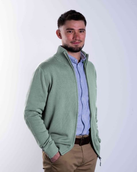 Image de Gilet coton grosses mailles L CELADON