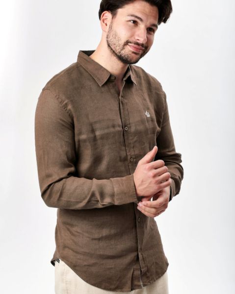 Image de Chemise lin unie S TAUPE