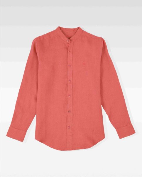 Image de Chemise lin unie col Mao XL BRIQUE