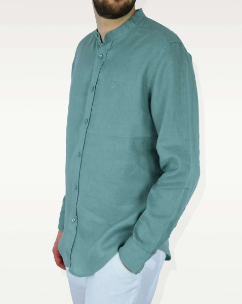 Image de Chemise lin unie col Mao 2 XL LAGON