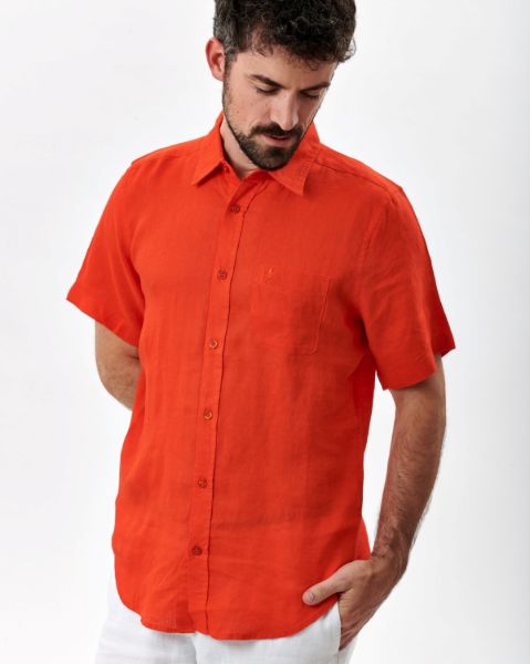 Image de Chemise lin manches courtes S TANGERINE
