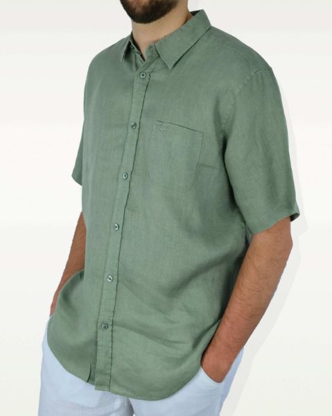 Image de Chemise lin manches courtes M KAKI