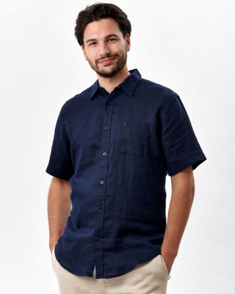 Image de Chemise lin manches courtes 2 XL BLEU NUIT