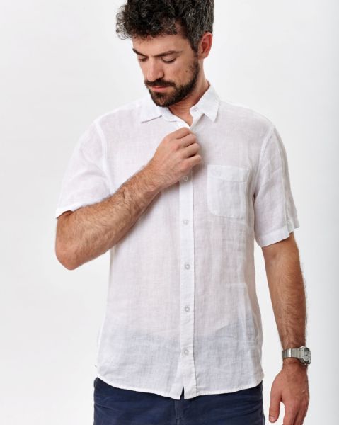 Image de Chemise lin manches courtes XL BLANC