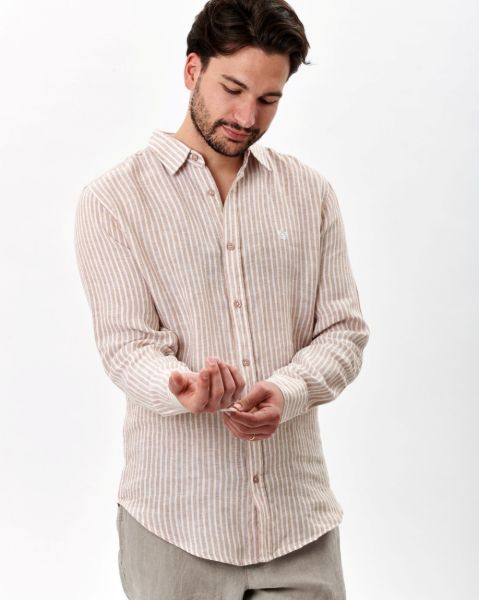 Image de Chemise lin manches longues rayée 4 XL BEIGE