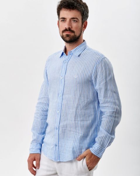 Image de Chemise lin manches longues rayée 2 XL CIEL