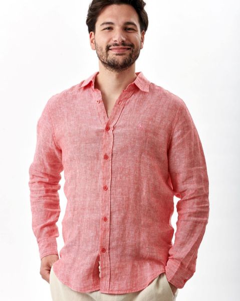 Image de Chemise en lin manches longues chinée 2 XL FRAMBOISE