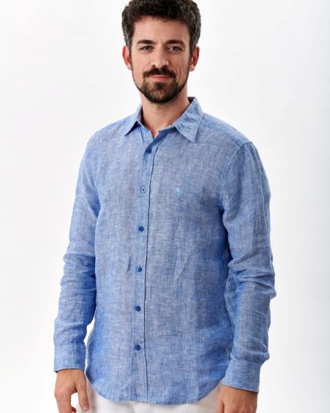 Image de Chemise en lin manches longues chinée M MARINE