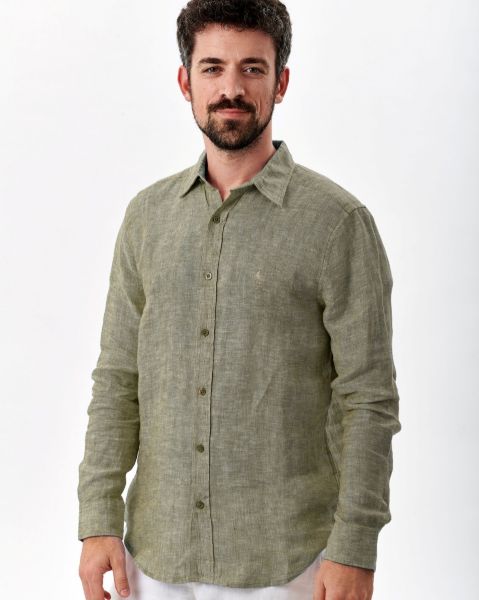 Image de Chemise en lin manches longues chinée 4 XL OLIVE