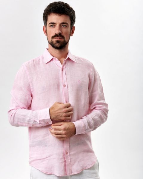 Image de Chemise en lin manches longues chinée 4 XL ROSE