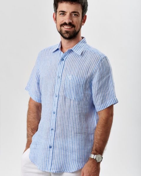 Image de Chemise en lin rayée manches courtes M CIEL