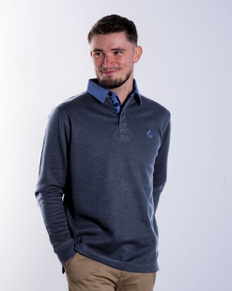 Image de Sweat shirt col polo col jeans 2 XL MARINE / CIEL