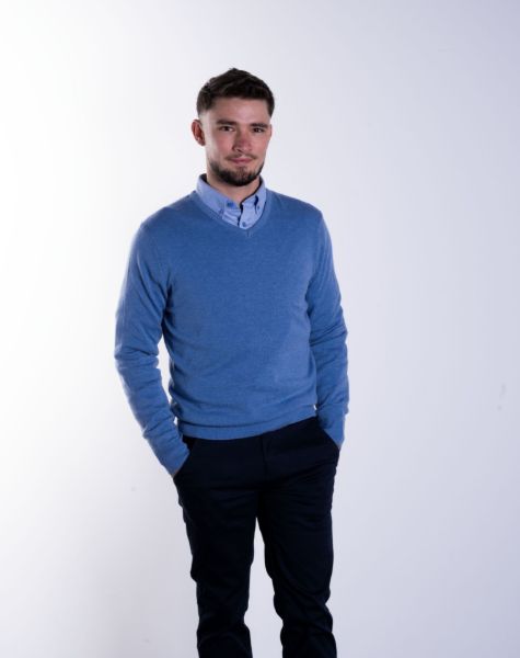 Image de Pull col V cahemire unité 2 XL CIEL