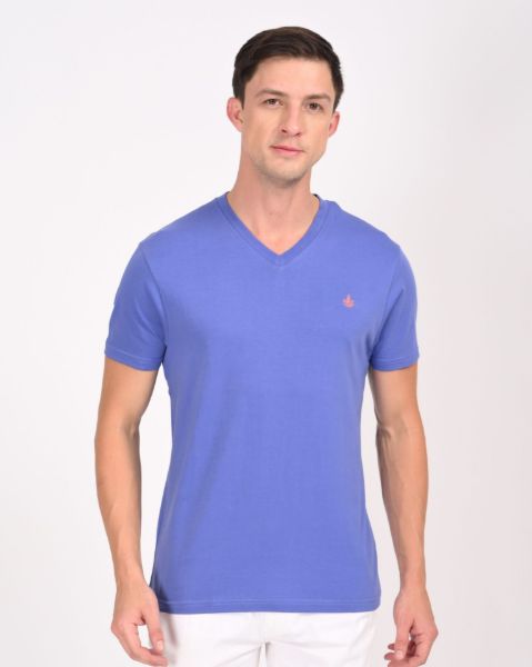 Image de T shirt coton bio-wash col V S LILAS