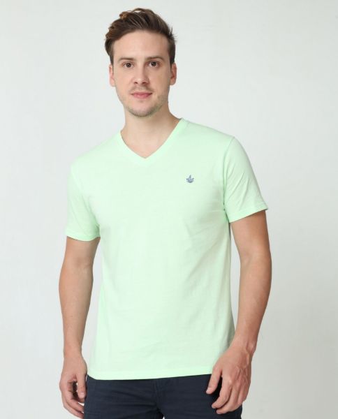 Image de T shirt coton bio-wash col V L VERT