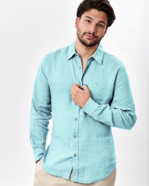 Image de Chemise lin unie 4 XL TURQUOISE