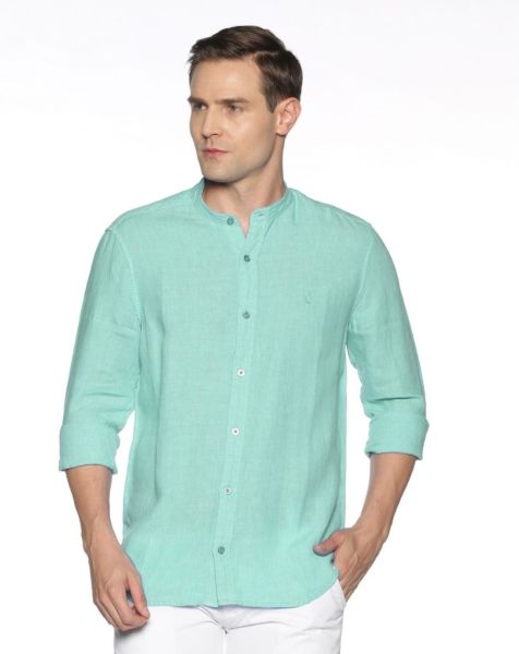 Image de Chemise lin unie col Mao XL TURQUOISE