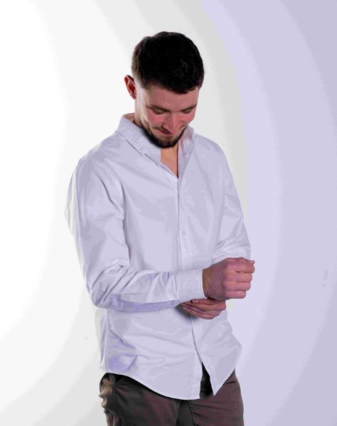 Image de Chemise regular fit Oxford unie M BLANC