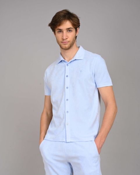 Image de Polo chemise boutonné velours éponge M GLACIER