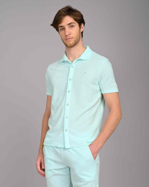 Image de Polo chemise boutonné velours éponge 2 XL VERT MENTHE