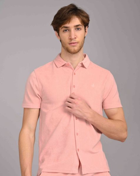 Image de Polo chemise boutonné velours éponge 4 XL VIEUX ROSE