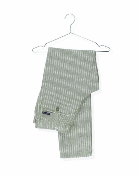 Image de Pantalon lin jog. rayé unité M OLIVE