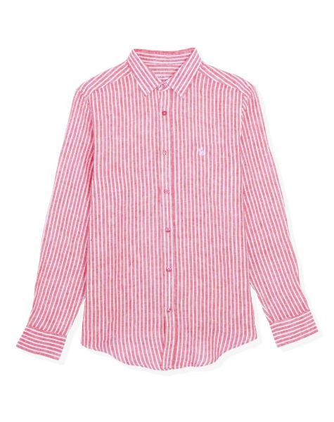 Image de Chemise lin manches longues rayée 2 XL FRAMBOISE