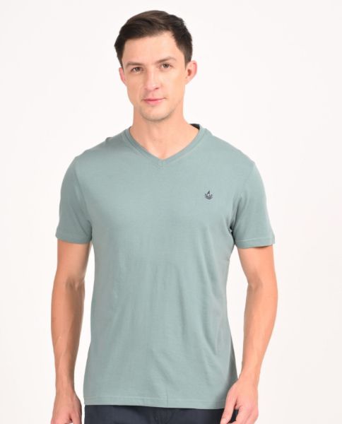 Image de T shirt coton bio-wash col V XL LAGON
