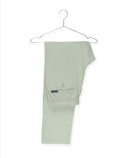 Image de Pantalon lin élastiqué L KAKI